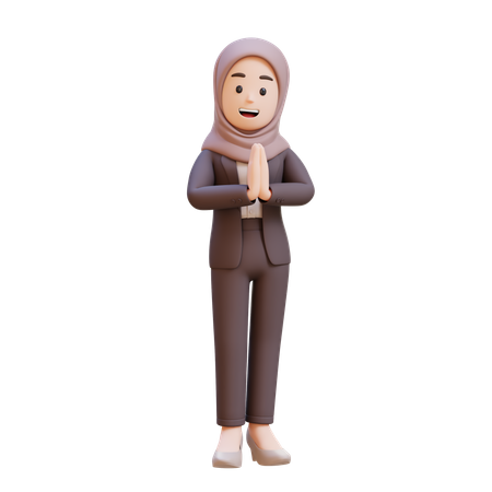 Femme d'affaires musulmane faisant un geste de salutation traditionnel  3D Icon