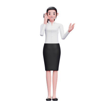 Femme d'affaires parlant sur smartphone  3D Icon