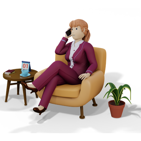 Femme d'affaires parlant sur smartphone  3D Illustration