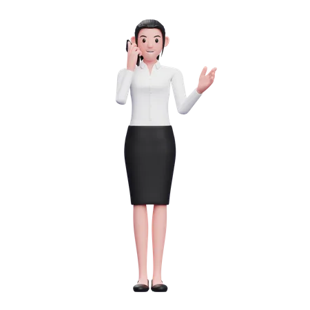 Femme d'affaires parlant sur smartphone  3D Illustration