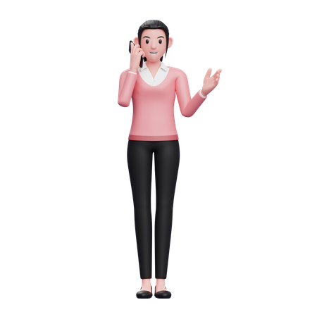 Femme d'affaires parlant sur smartphone  3D Illustration