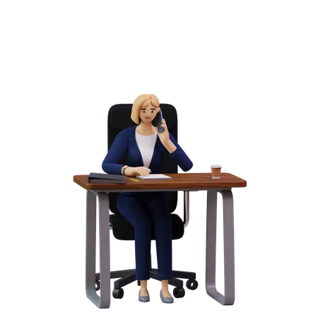 Femme d'affaires participant à un appel  3D Illustration