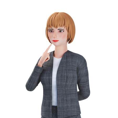 Pose de pensée de femme d'affaires  3D Illustration