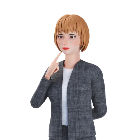 Pose de pensée de femme d'affaires  3D Illustration