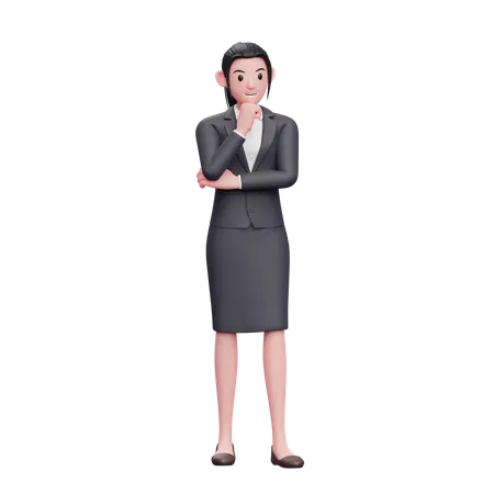 Femme d'affaires dans la pose de réflexion  3D Illustration