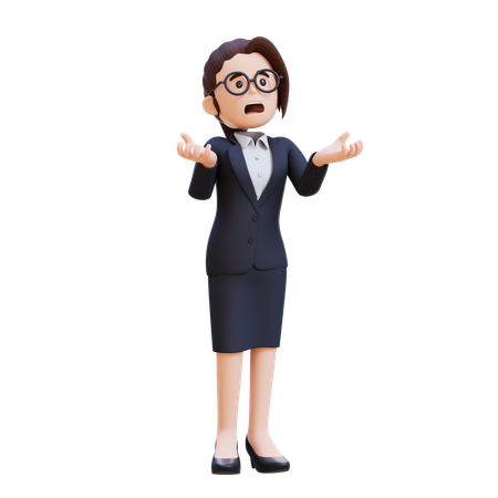 Femme d'affaires en pleurs, se sentant très déprimée et criant fort  3D Illustration