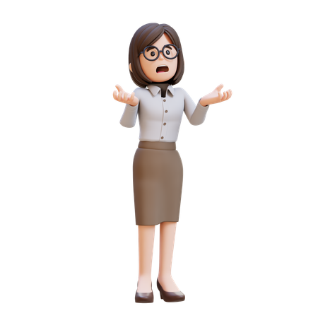 Femme d'affaires en pleurs, se sentant très déprimée et criant fort  3D Illustration