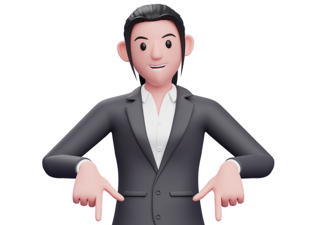 Femme d'affaires pointant du doigt elle-même  3D Icon