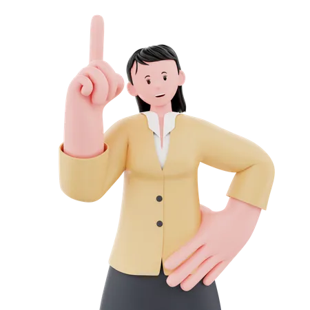 Femme d'affaires pointant quelque chose  3D Illustration