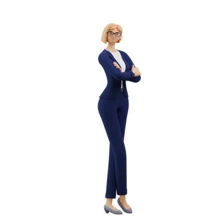 Femme d'affaires posant avec les bras croisés  3D Illustration