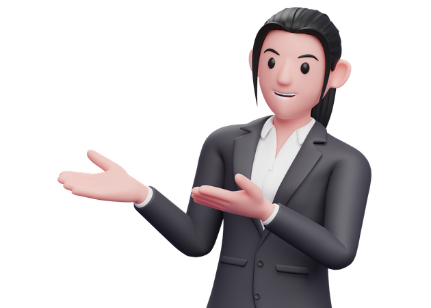 Femme d'affaires présentant quelque chose  3D Icon