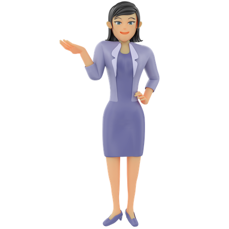 Femme d'affaires présentant quelque chose  3D Illustration