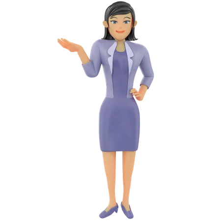 Femme d'affaires présentant quelque chose  3D Illustration