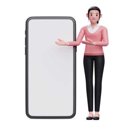 Femme affaires, présentation, téléphone  3D Illustration