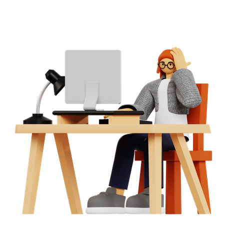 Femme d'affaires se sentant étourdie au travail  3D Illustration