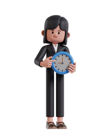 Femme affaires, tenue, horloge  3D Illustration