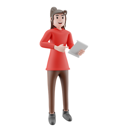 Femme affaires, tenue, document  3D Illustration