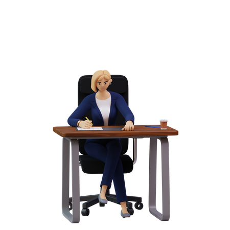 Femme d'affaires travaillant au bureau  3D Icon