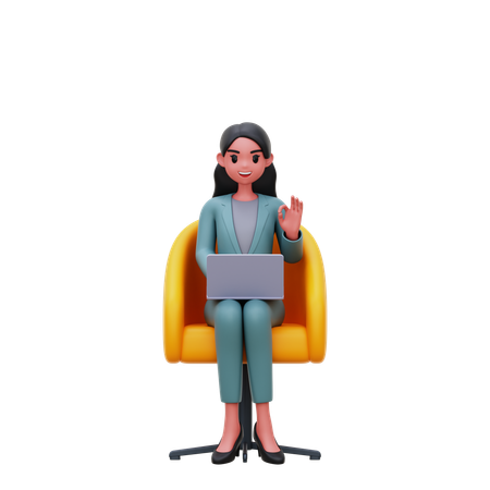 Femme d'affaires travaillant au bureau  3D Illustration