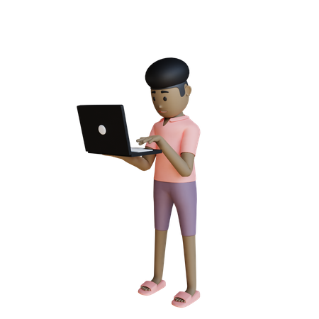 Femme d'affaires travaillant sur un ordinateur portable  3D Illustration