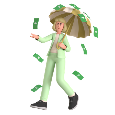 Femme sous la pluie d'argent  3D Illustration