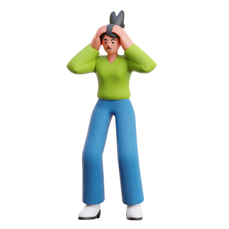 Femme dans une pose étourdie  3D Illustration