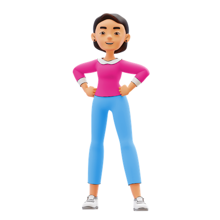 Femme debout avec les deux bras sur la taille  3D Icon