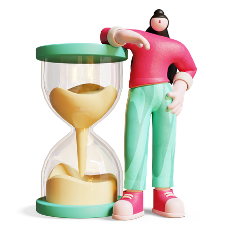 Femme debout derrière le sablier  3D Icon