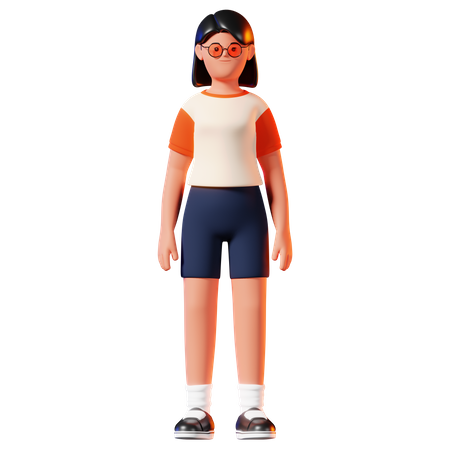 Femme debout pose  3D Illustration