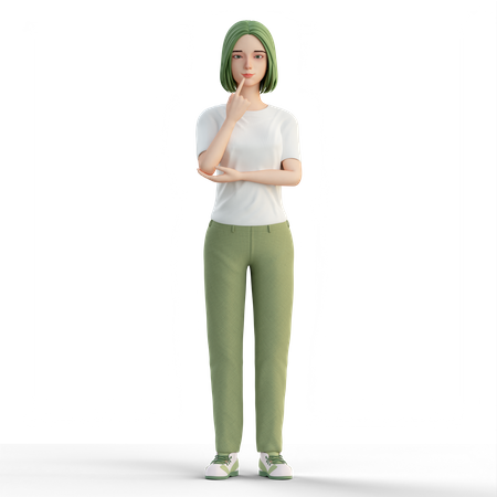 Pensée décontractée de femme  3D Illustration