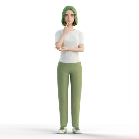 Pensée décontractée de femme  3D Illustration