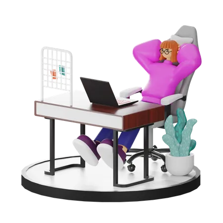 Femme relaxante après le travail  3D Illustration