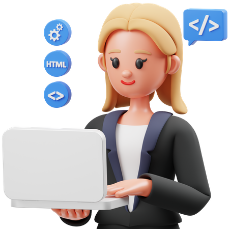 Femme développeur web  3D Icon