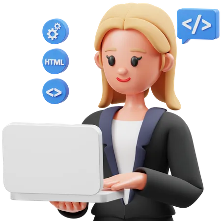 Femme développeur web  3D Icon