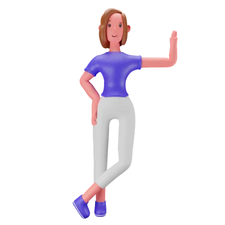Femme qui dit bonjour  3D Illustration