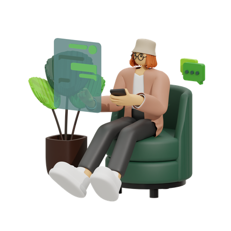 Femme discutant sur un canapé  3D Illustration