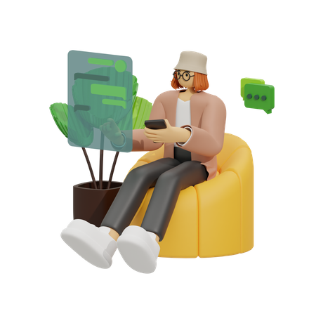 Femme discutant sur un canapé  3D Illustration