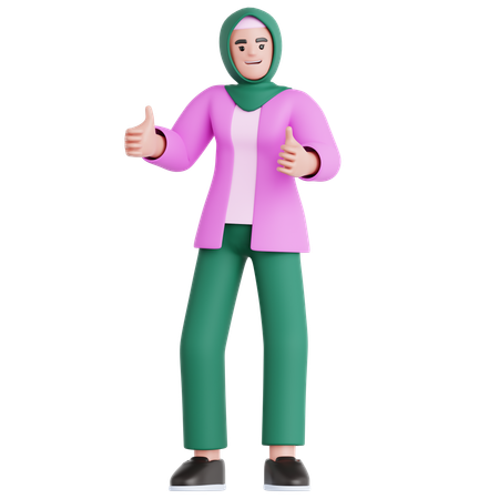 Femme levant deux pouces  3D Illustration