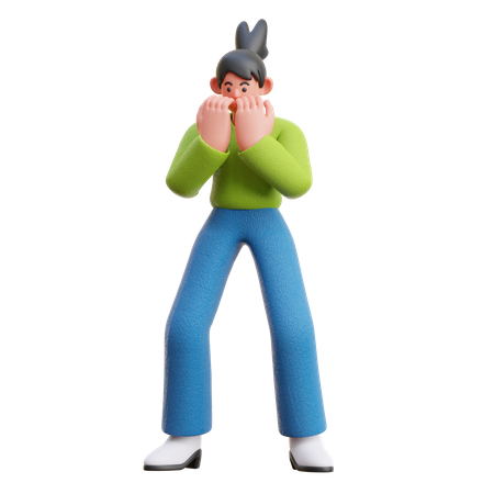 Femme donnant une expression effrayée  3D Icon