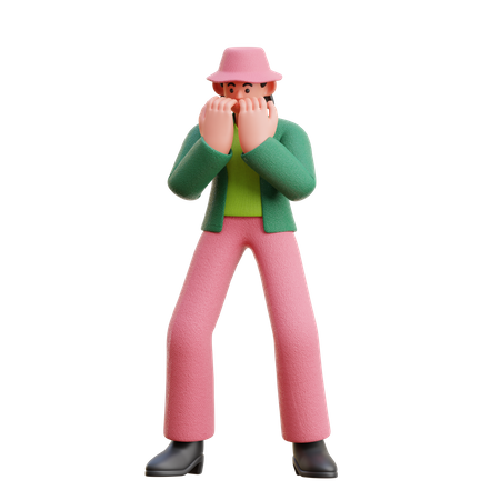 Femme donnant une expression effrayée  3D Icon