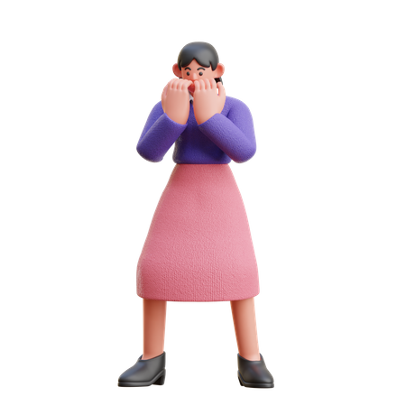 Femme donnant une expression effrayée  3D Icon