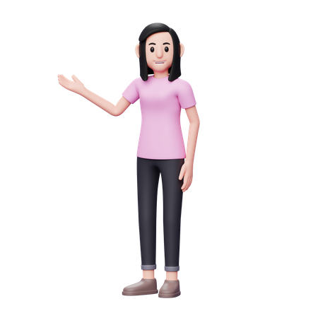 Femme levant la main droite  3D Illustration