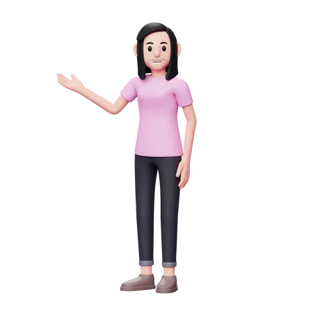 Femme levant la main droite  3D Illustration