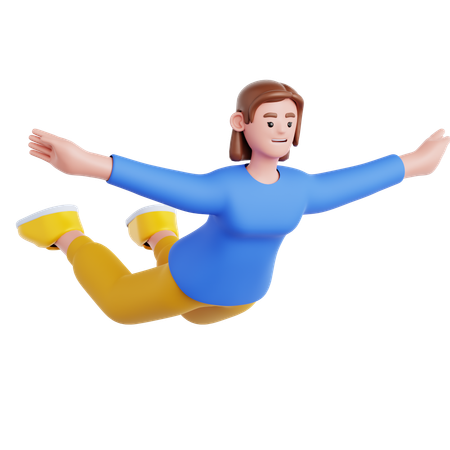 Pose de femme volante  3D Illustration