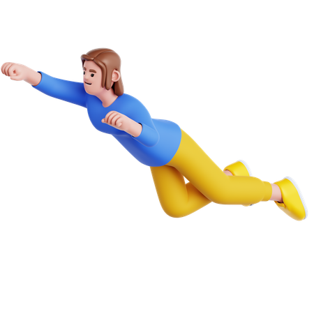 Pose de femme volante  3D Illustration