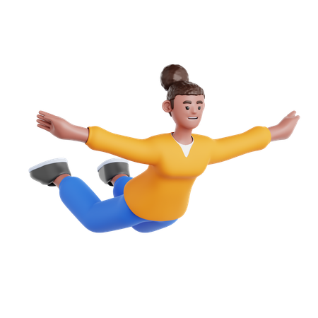 Pose de femme volante  3D Illustration