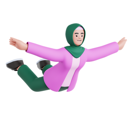 Pose de femme volante  3D Illustration