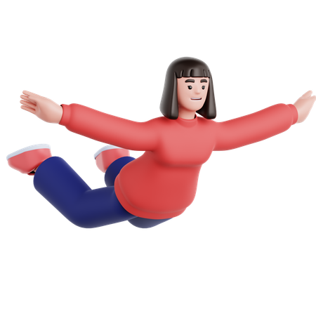 Pose de femme volante  3D Illustration