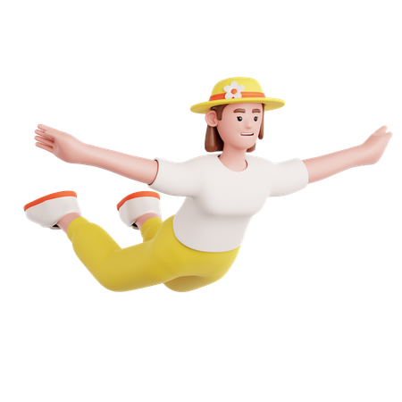 Pose de femme volante  3D Illustration