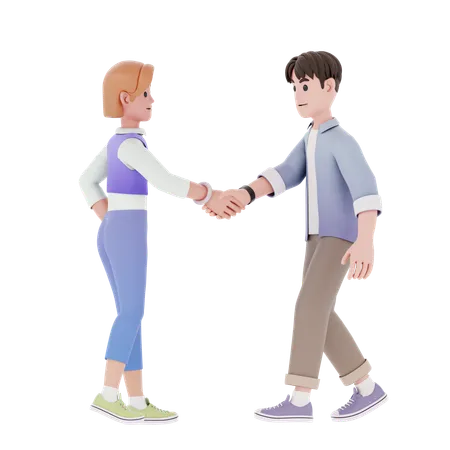 Femme et homme se serrant la main  3D Illustration